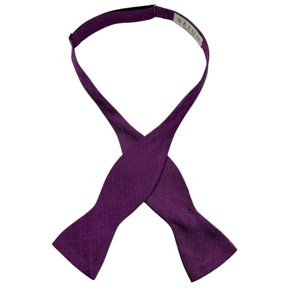 SEIGO Men´s 100% Silk LUXURY Self Bow Tie Purple...